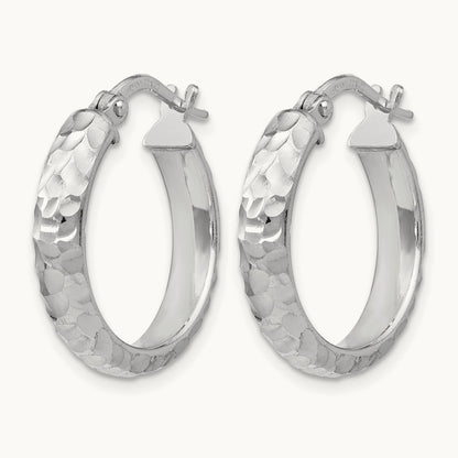 SS Radiant Essence Rhodium-plated Hinged Hoop Earrings — Leslie's