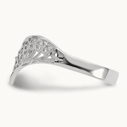 Diamond-Cut Filigree Ring — 14K White Gold