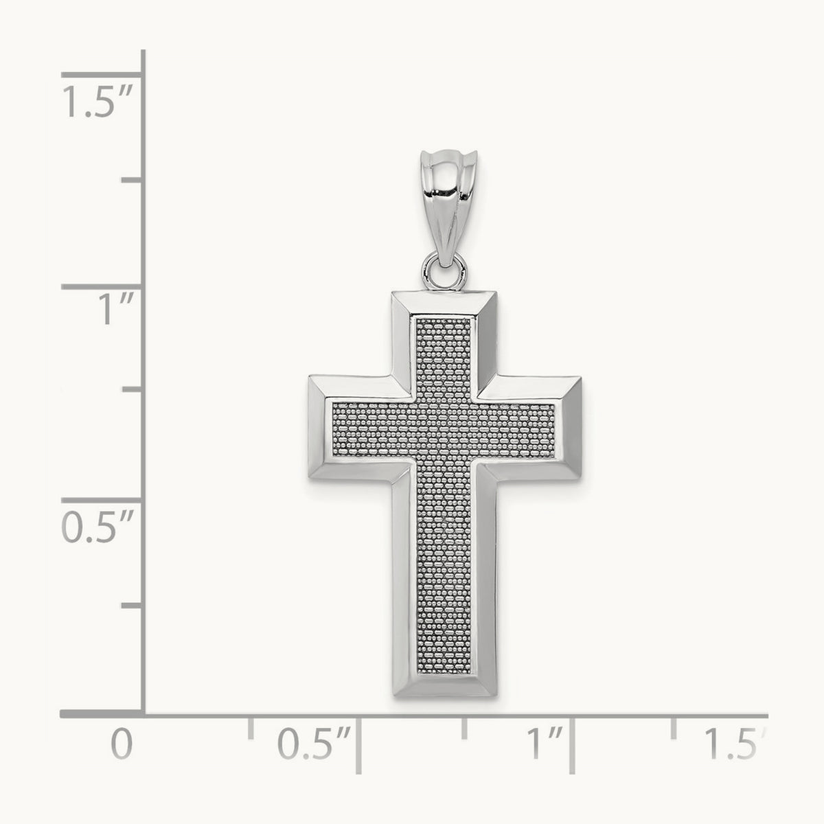 Polished / Textured Cross Pendant — 14K White Gold