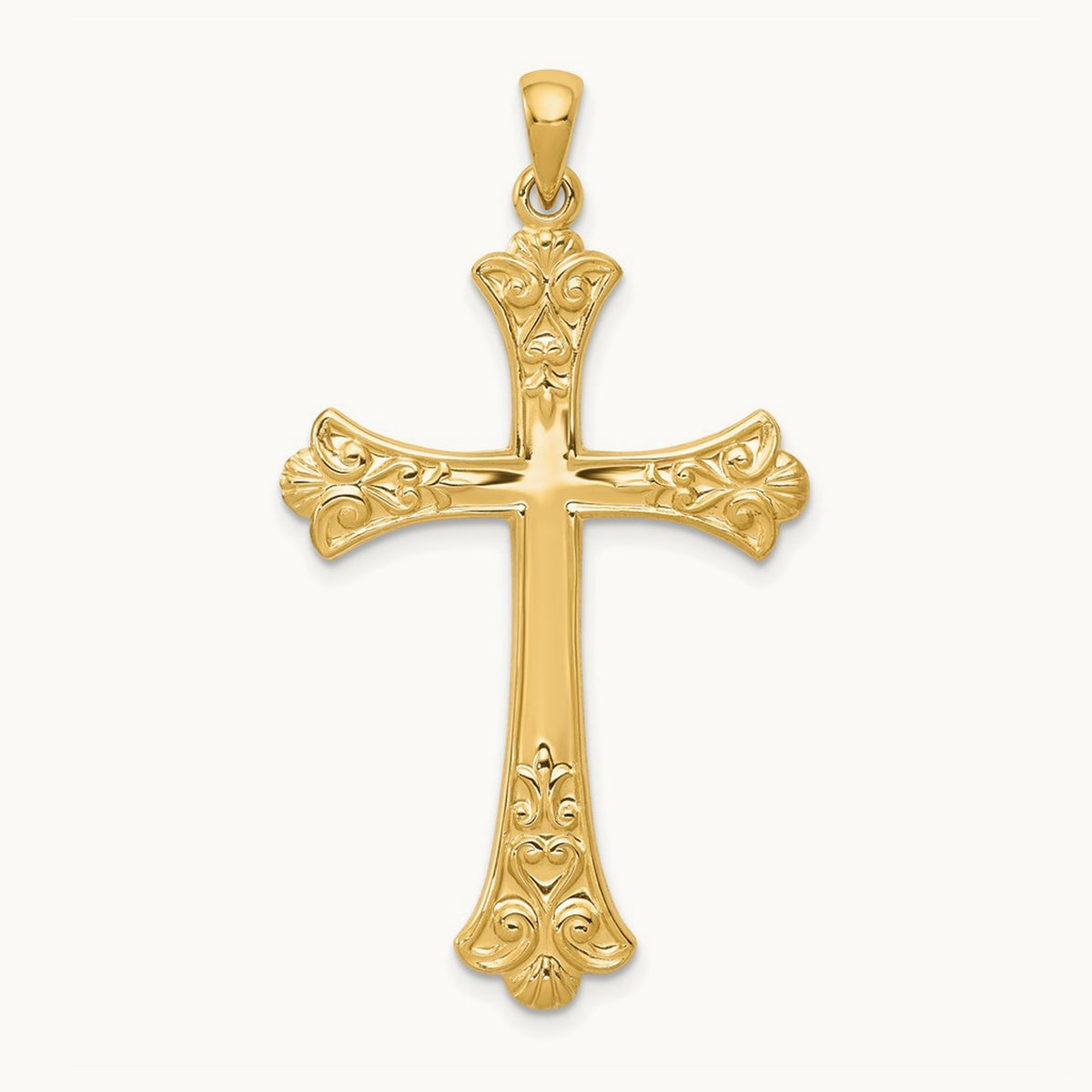 Fleur De Lis Cross Pendant, 14K
