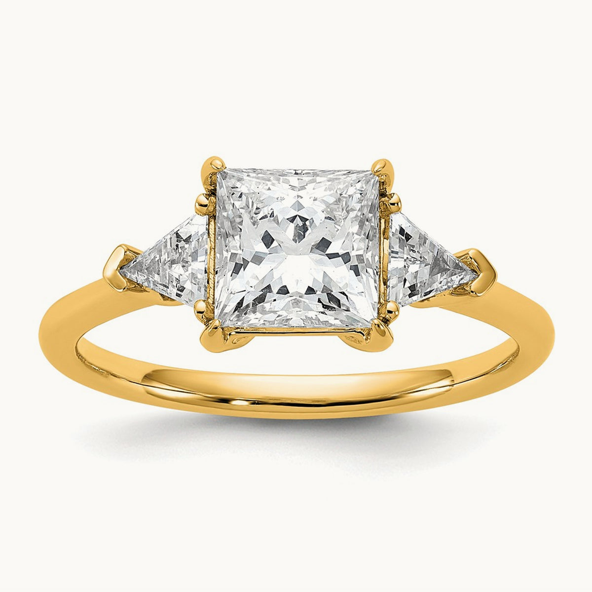 Princess/Trillion Engagement Ring, 1.50-4.00 ct tw Lab-Grown Diamond — 2 ct, 14K Yellow Gold