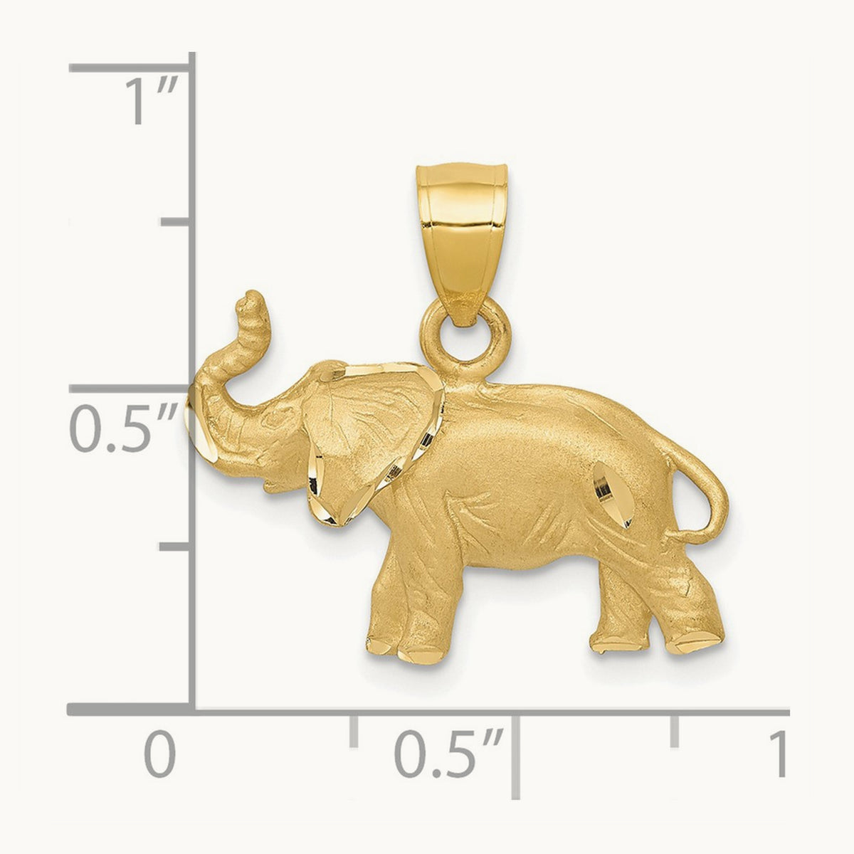 Diamond-cut Elephant Pendant, 14K