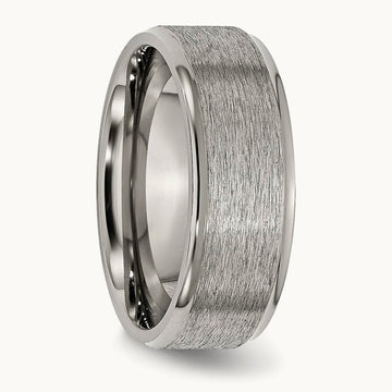 Brushed Center Ridged Edge Band, 8mm, Titanium