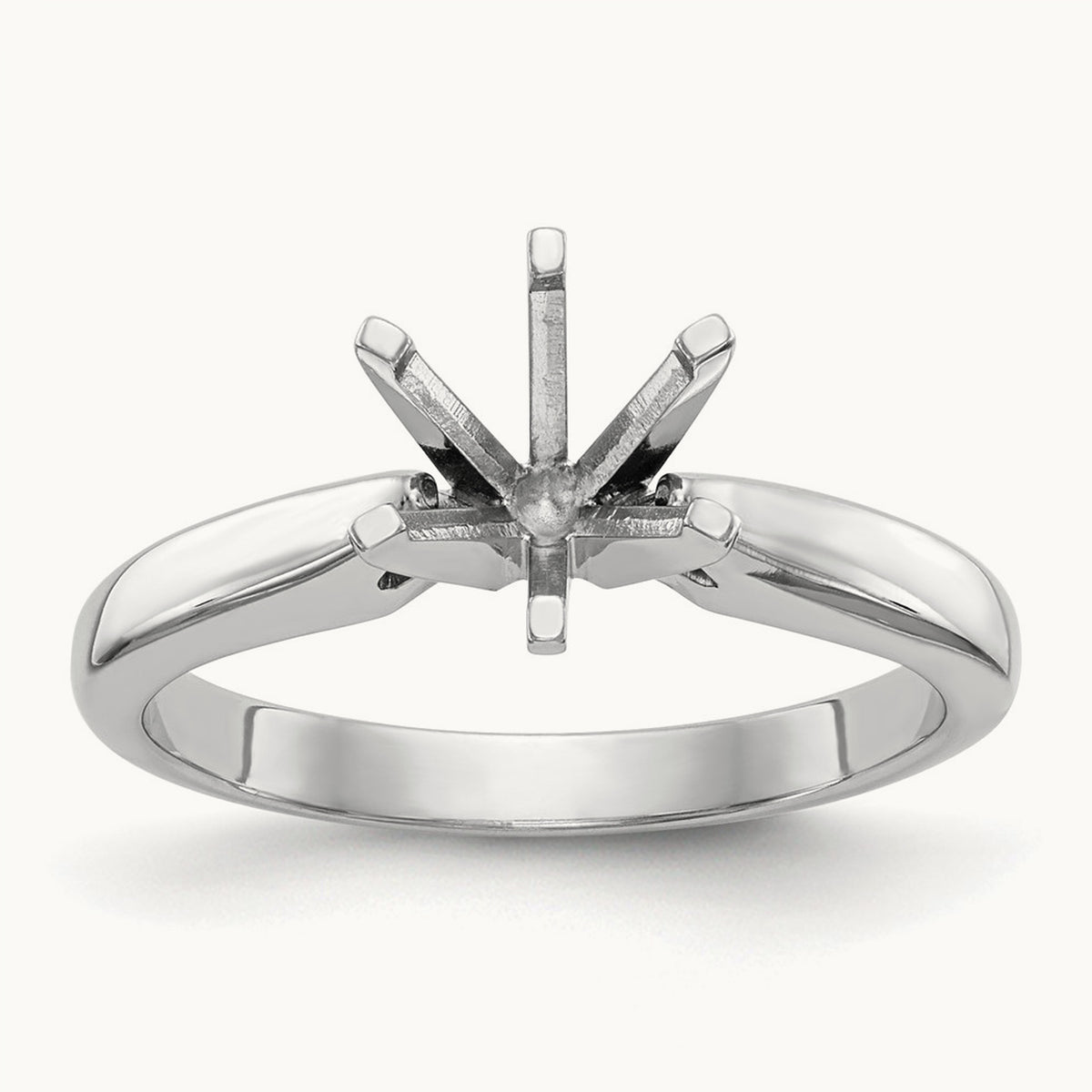 2ct. Medium-Wt Airline Half-Round 6-Prong Mounting, 14K White Gold