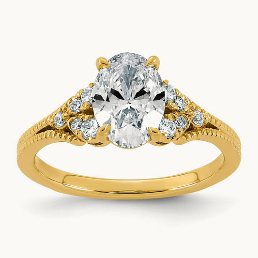 Oval Center Engagement Ring, 1 2/3-3.94 ct Lab-Grown Diamond
