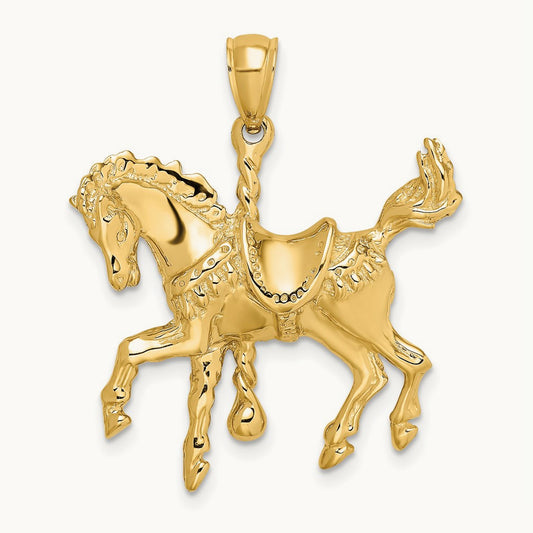 Carousel Horse w/Tail Up Charm, 14K
