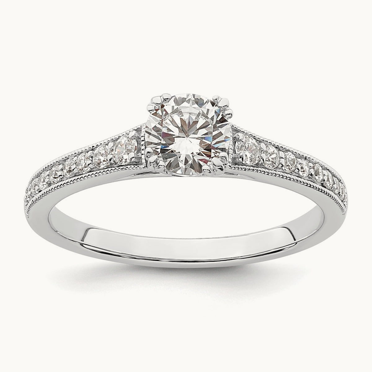 1/2ct Round Semi-Mount Engagement Dia Ring, 14K White Gold