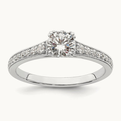 1/2ct Round Semi-Mount Engagement Dia Ring, 14K White Gold