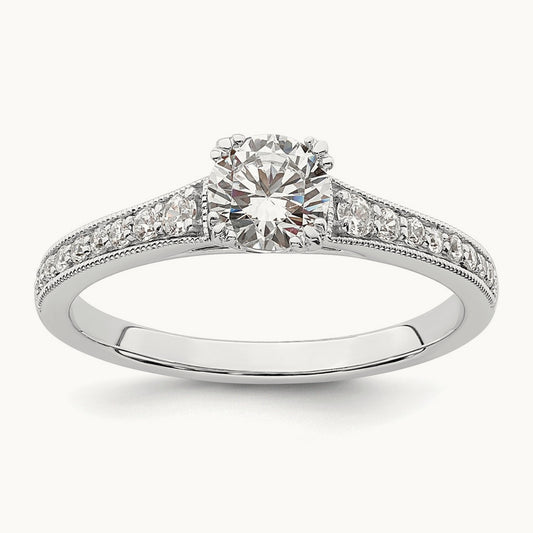 1/2ct Round Semi-Mount Engagement Dia Ring, 14K White Gold