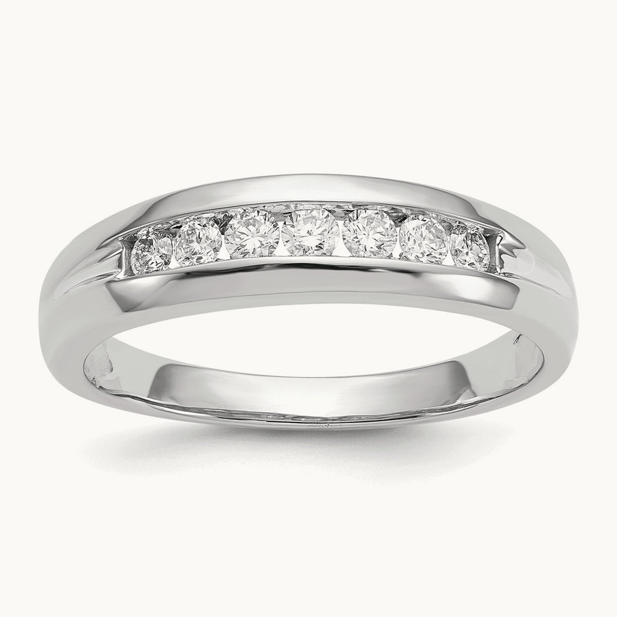 With White RH 7 Stone Men's Ring, 0.25 ct tw Lab-Grown Diamond — 14K White Gold