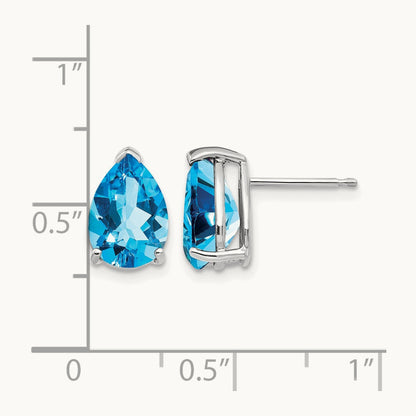 10x7mm Pear Blue Topaz Earrings, 14K White Gold