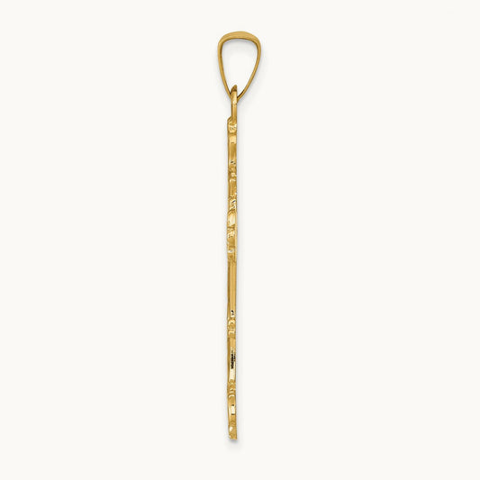 Polished Budded Cross Pendant — 14K Yellow Gold