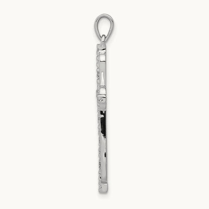 & Rhodium .06ct. Diamond Cross Pendant, 14K