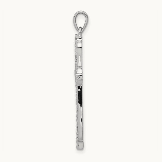 & Rhodium .06ct. Diamond Cross Pendant, 14K