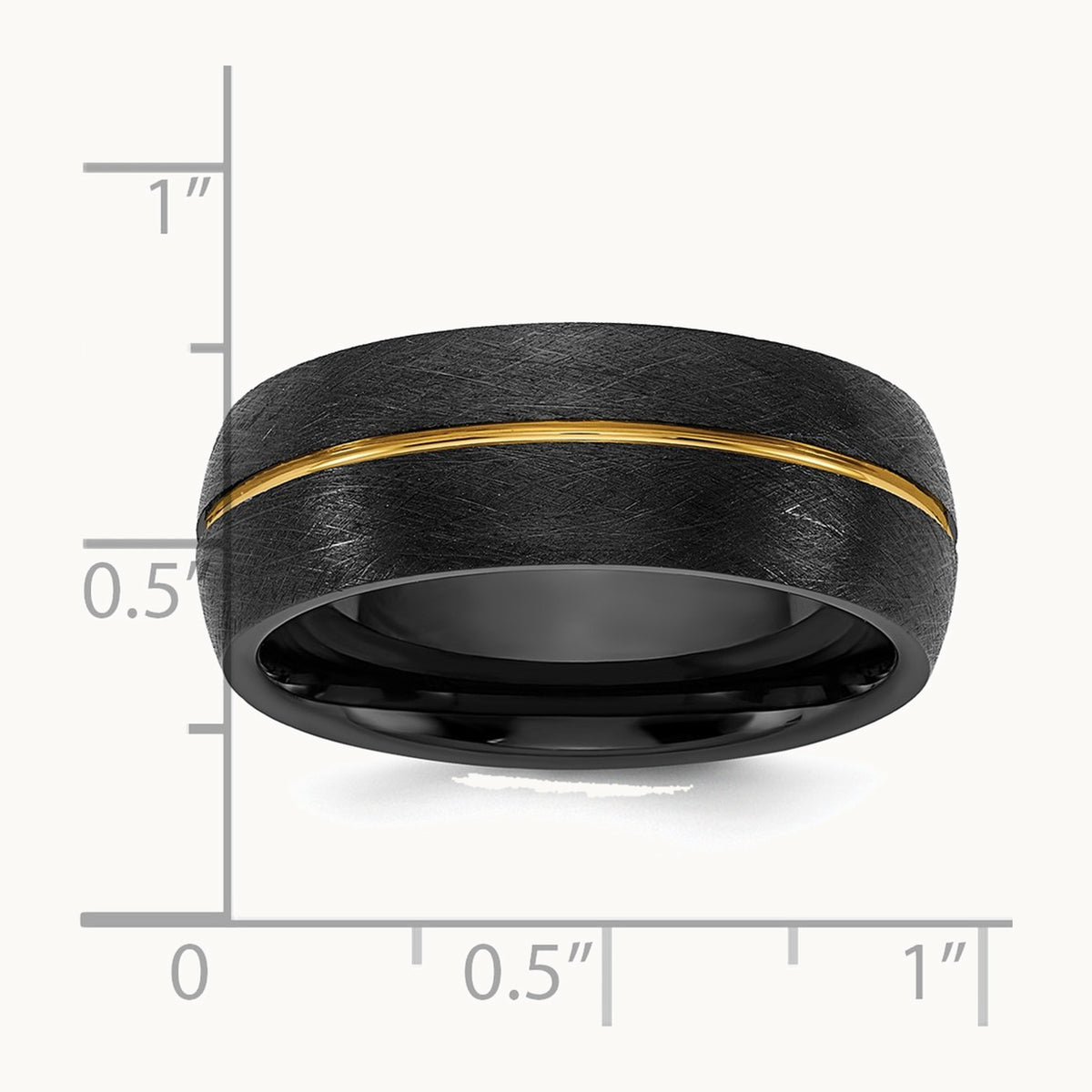 Ceramic Black Scratch Finished with Yellow IP-plated Center 8mm Band
