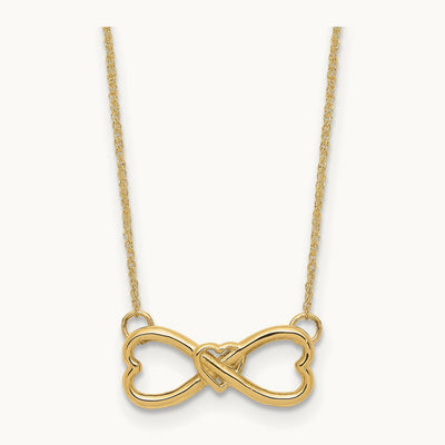 Polished Infinity w/Heart Necklace, 14K