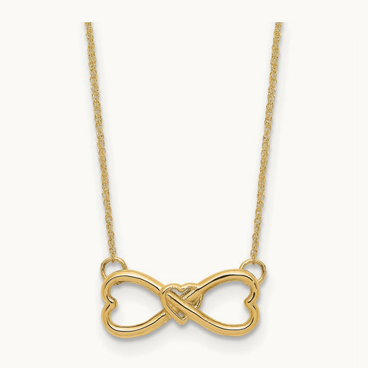 Polished Infinity w/Heart Necklace, 14K