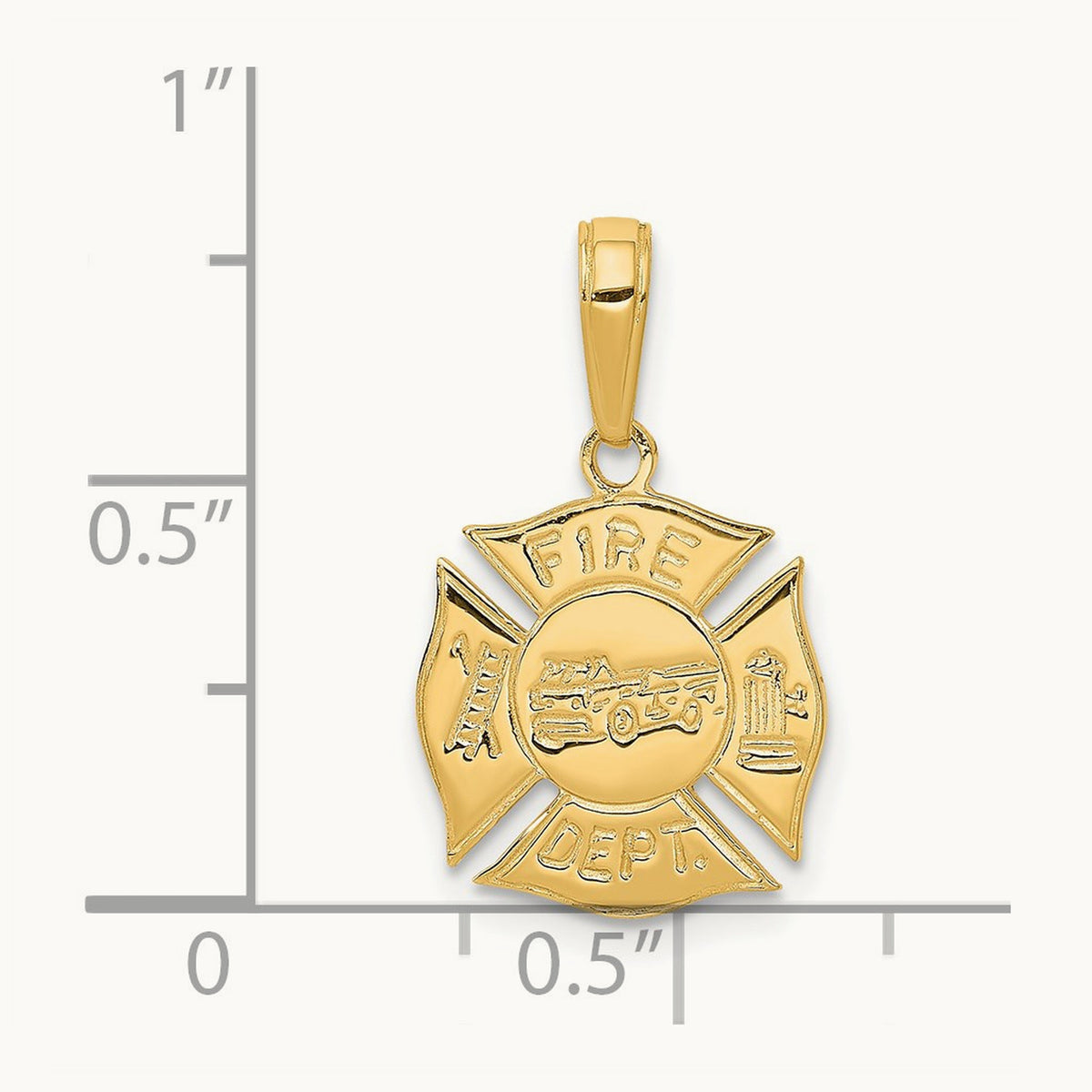 FIRE DEPT Shield Pendant, 14K