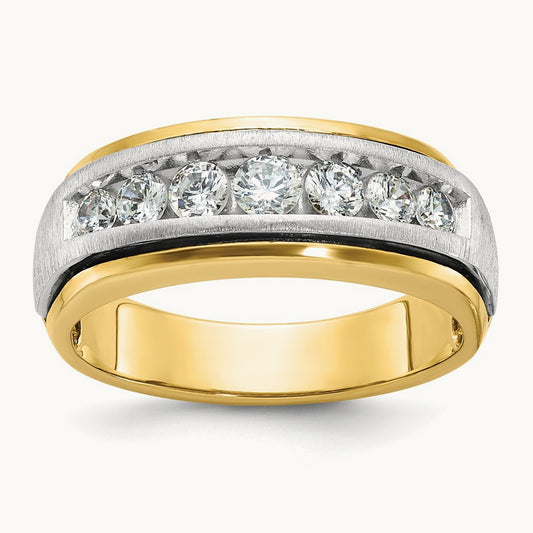 IBGoodman Men's Polished & Satin 7-Stone Diamond Ring, 14K Two-tone