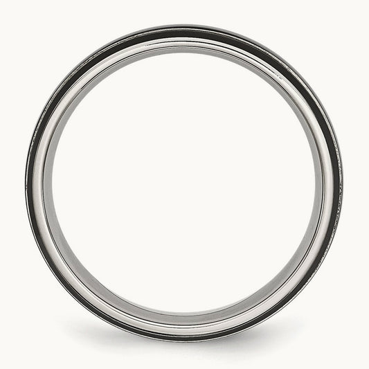 Polished Black IP-plated Grooved Band — photo set