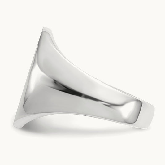 14.0x17. Closed Back Mens Signet Ring, 5mm, 14K White Gold