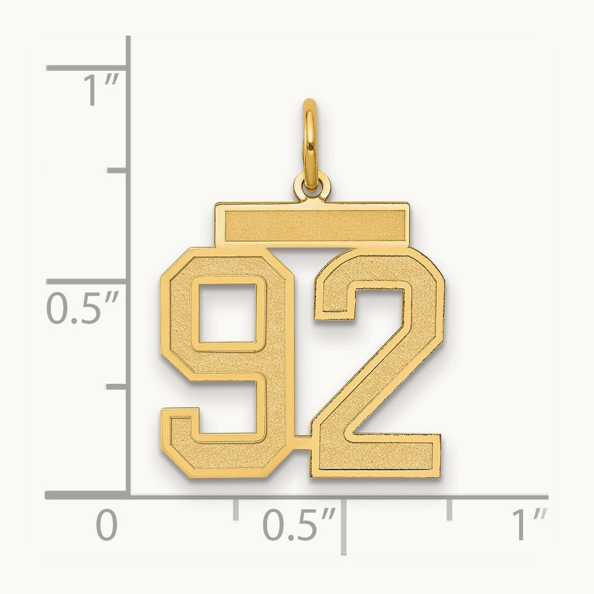 Medium Satin Number 92 Charm, 14K