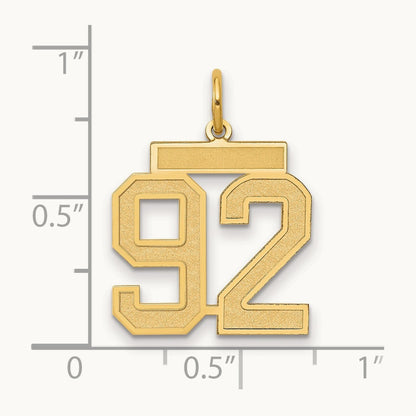 Medium Satin Number 92 Charm, 14K