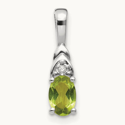 Peridot and Diamond Pendant — 14K White Gold