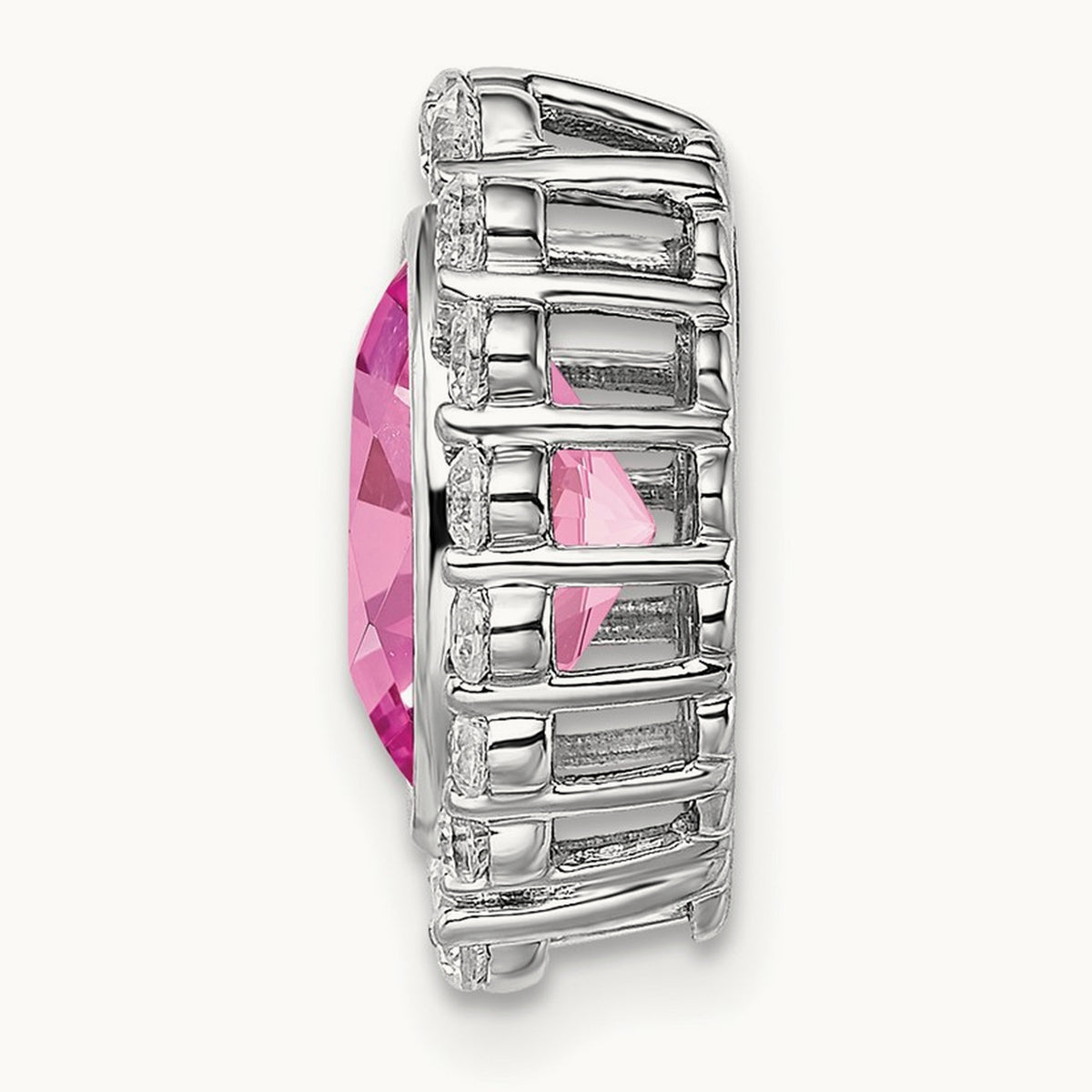 Created Pink Sapphire Chain Slide, 0.50 ct tw Lab-Grown Diamond