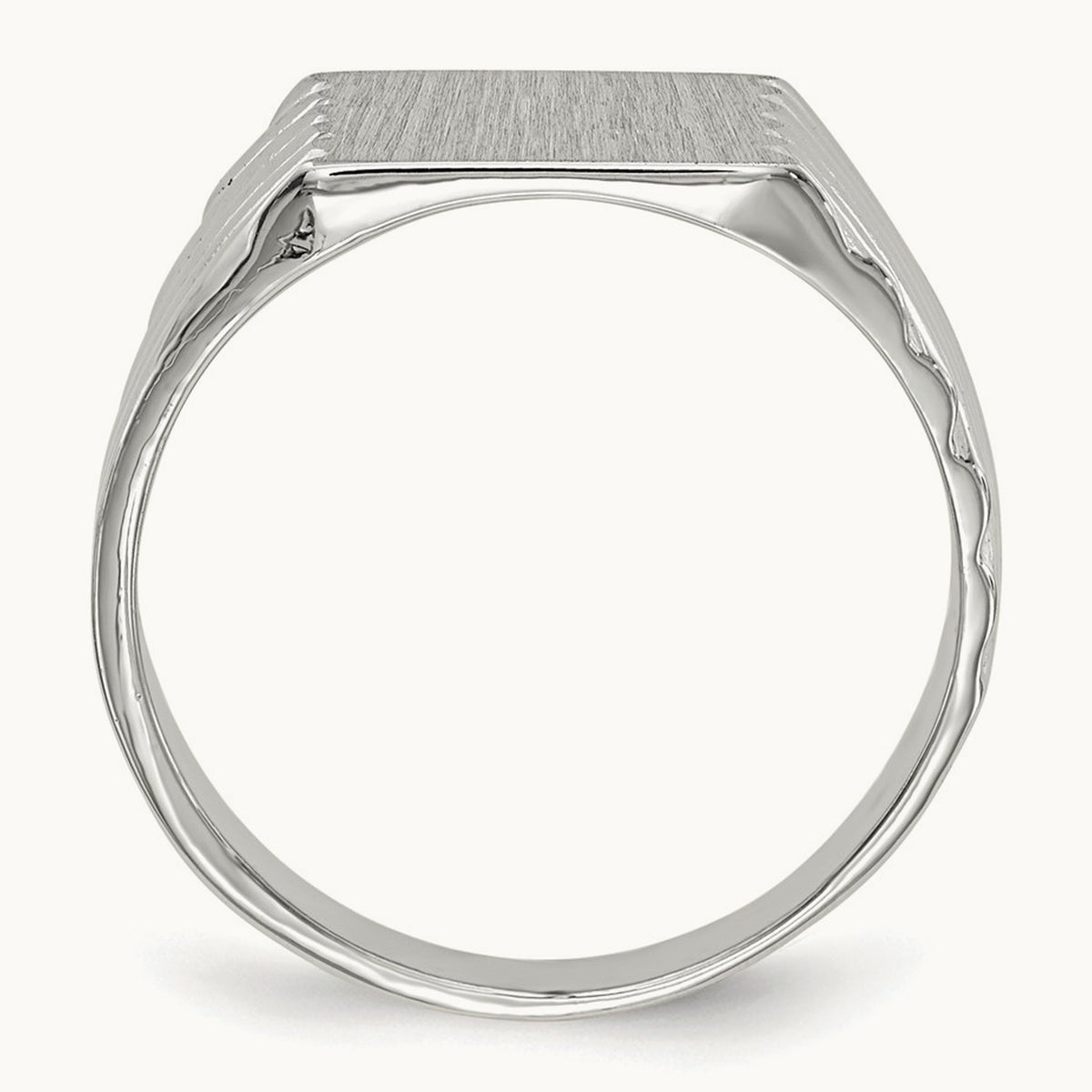 9.0x10. Closed Back Signet Ring, 0mm, 14K White Gold