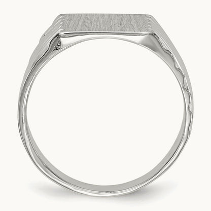 9.0x10. Closed Back Signet Ring, 0mm, 14K White Gold