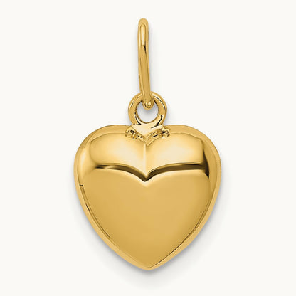 Polished 3-D Puffed Heart Charm, 14K