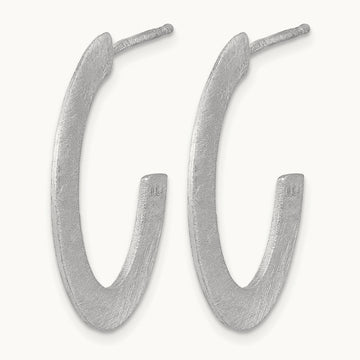 RH-plated Scratch Finish J-Hoop Post Earrings, Sterling Silver — Leslie's