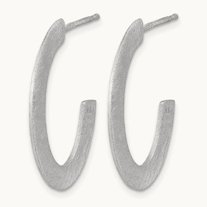 RH-plated Scratch Finish J-Hoop Post Earrings, Sterling Silver — Leslie's