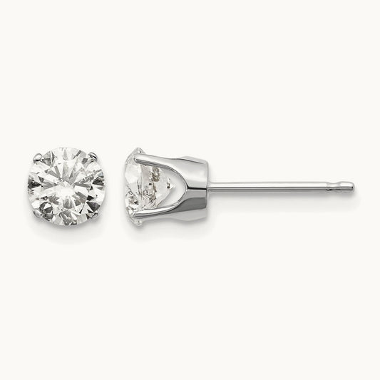 1.00ct. I2 K-L Diamond Stud Push-on Post Earrings, 14K White Gold
