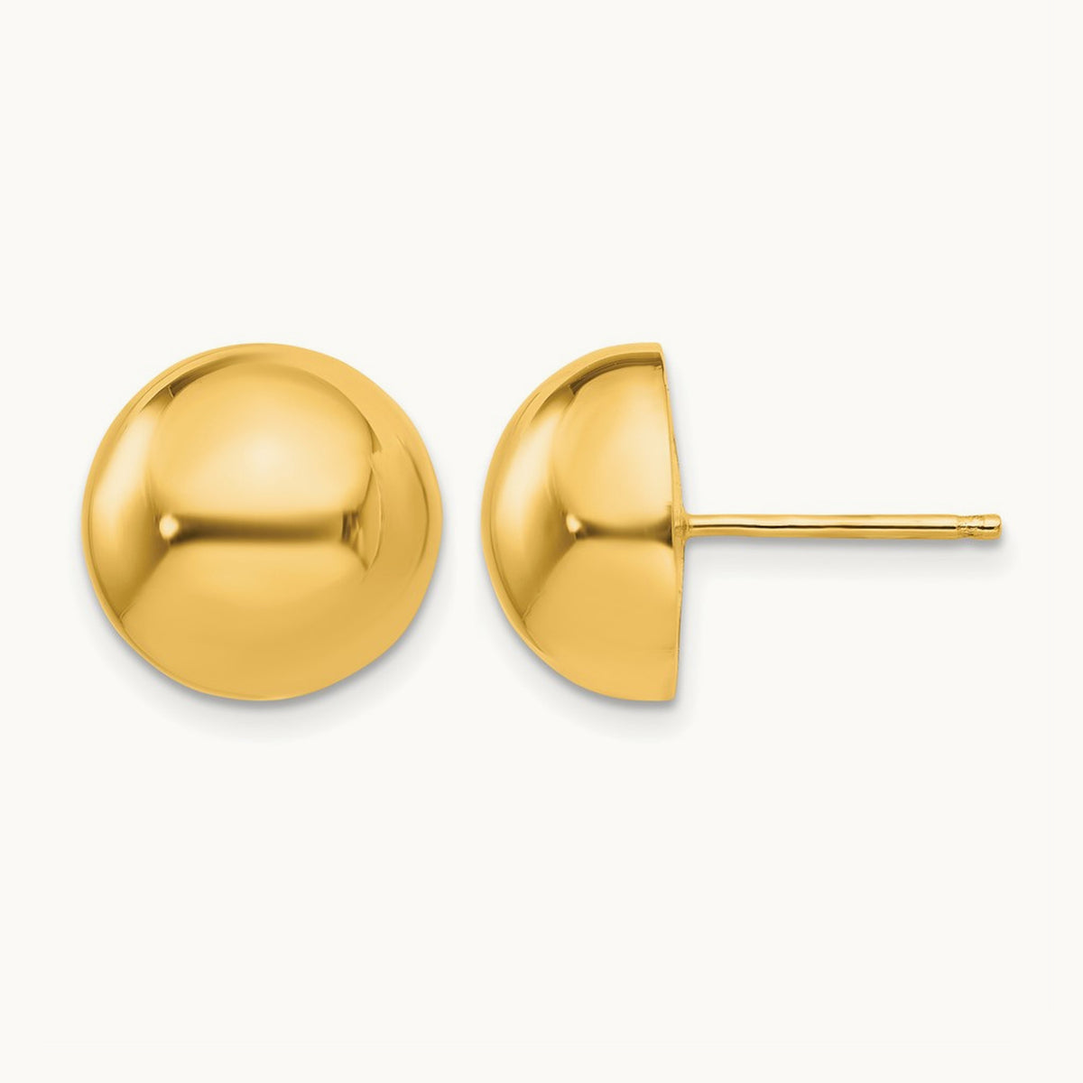 Polished Half Ball Post Earrings — 12mm