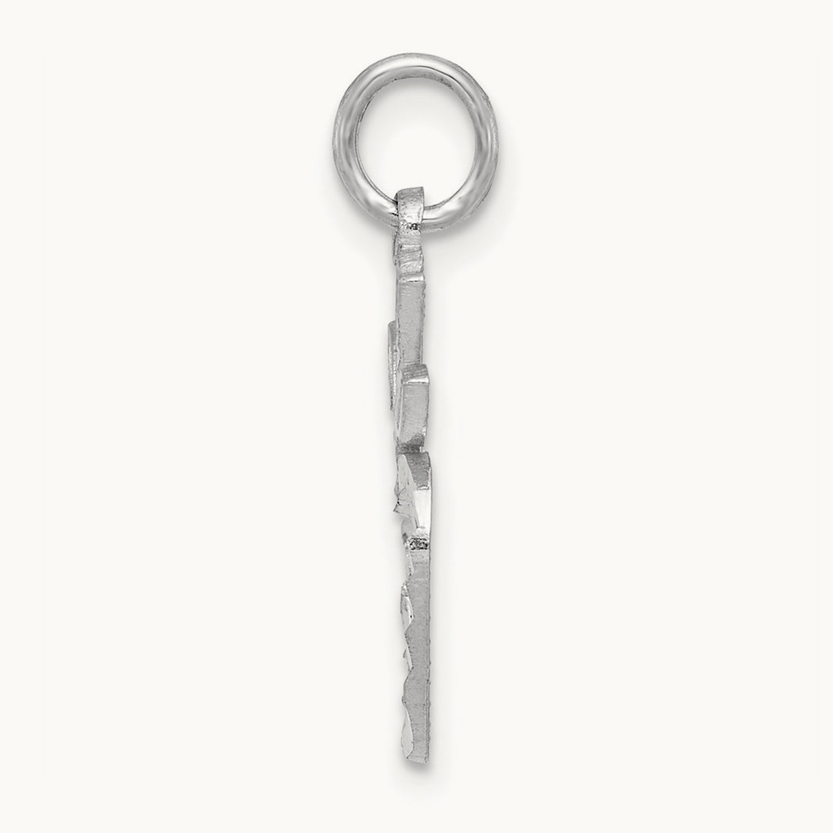 Diamond-cut Apple Charm, 14K White Gold