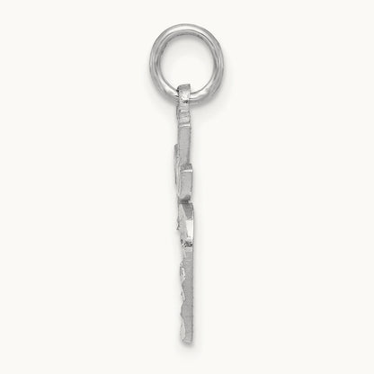 Diamond-cut Apple Charm, 14K White Gold