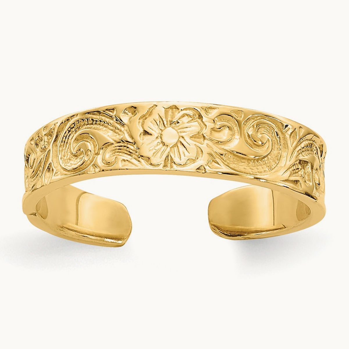 Flower/Scroll Toe Ring, 14K