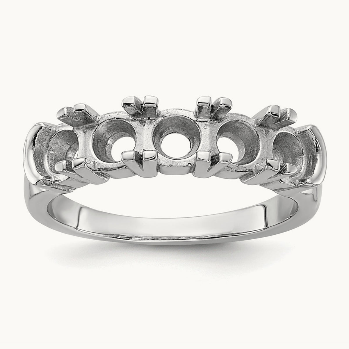 Shared-Prong 5 Stone Band — 14K White Gold, 1 3/4 ct, 7