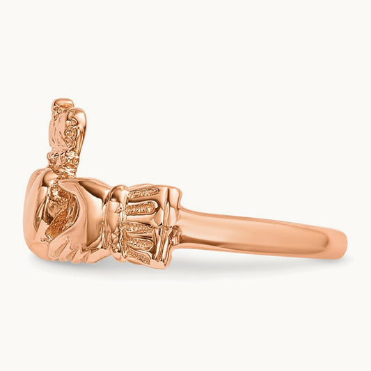 Polished Claddagh Ring, 14K Rose Gold
