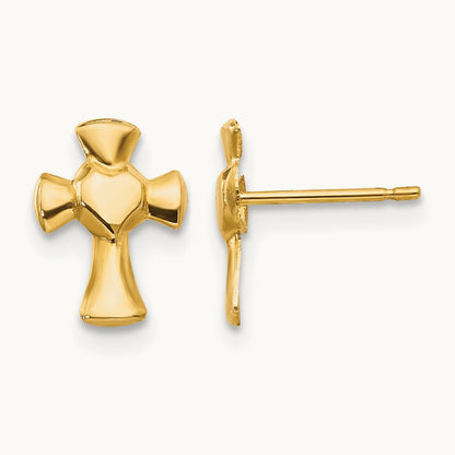 Madi K Heart Cross Post Earrings, 14K