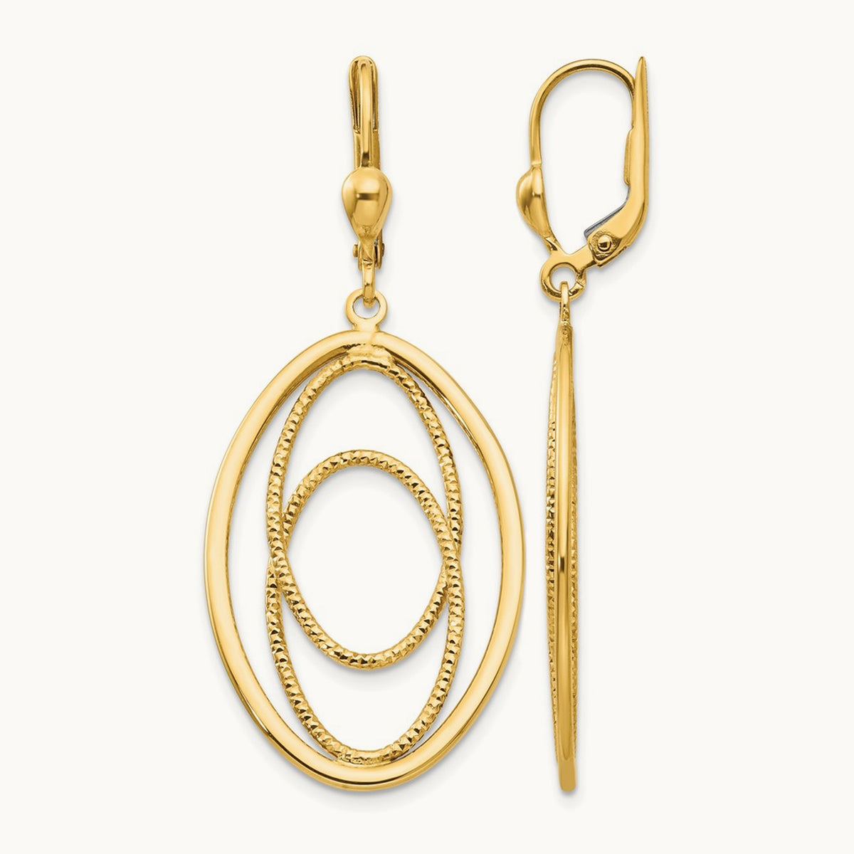 Textured and Polished Dangle Leverback Earrings — photo set
