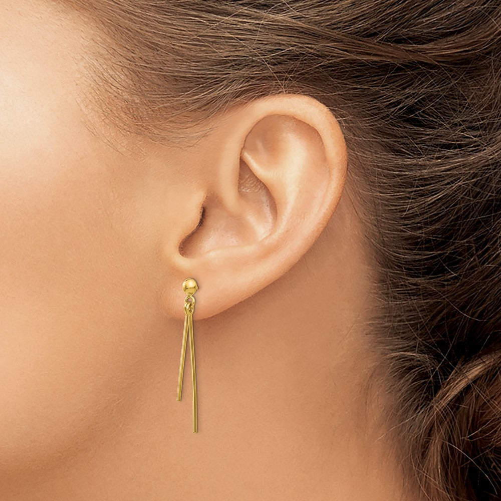 Polished Post Dangle Earrings — 14K Yellow Gold