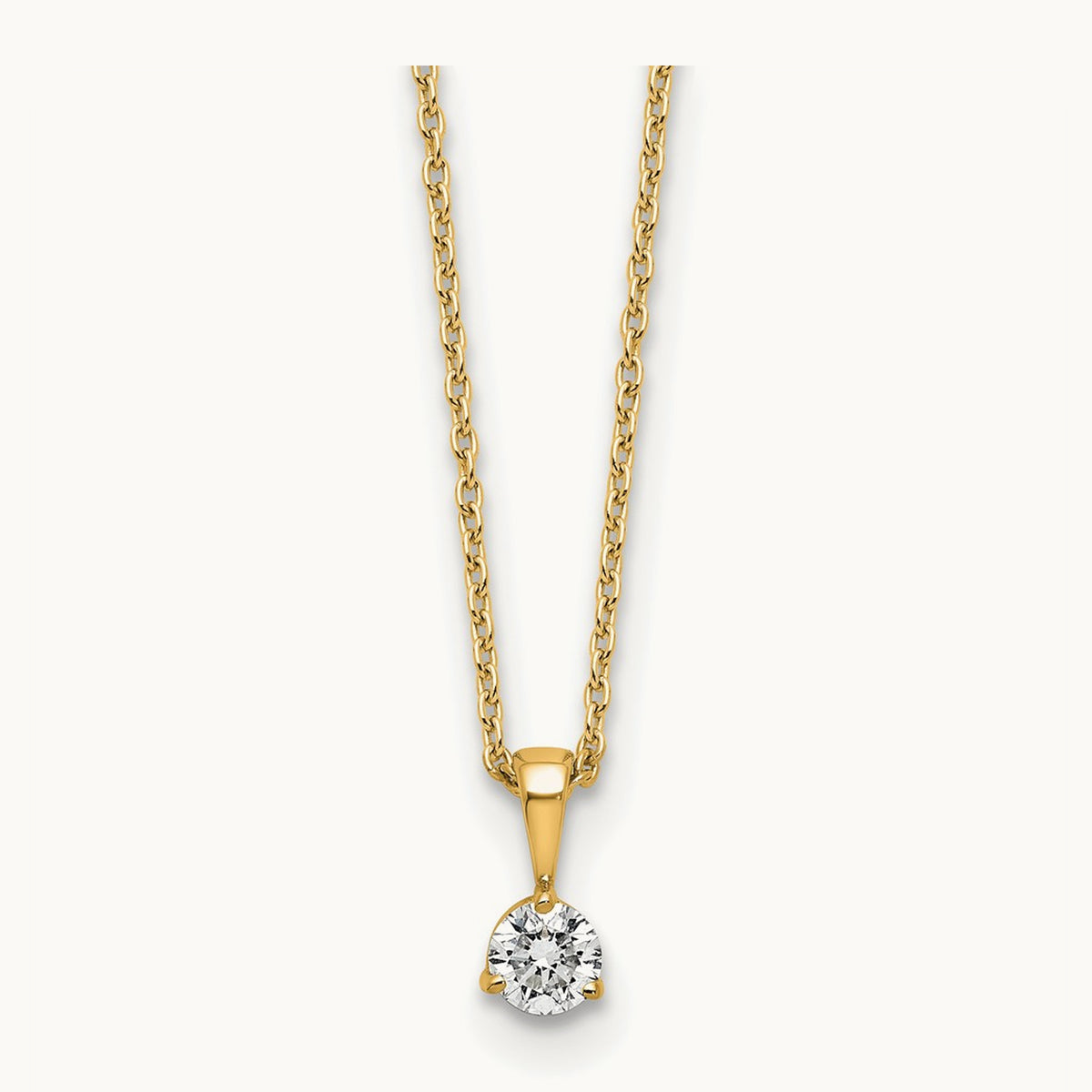 Solitaire Pendant Necklace, 1/5-1 ct Lab-Grown Diamond — 14K Yellow Gold