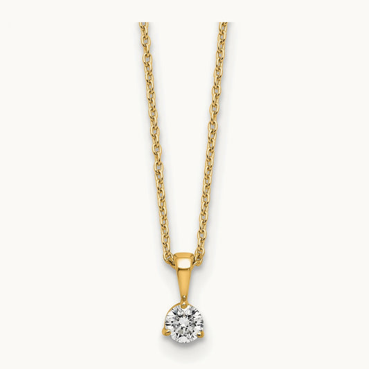 Solitaire Pendant Necklace, 1/5-1 ct Lab-Grown Diamond — 14K Yellow Gold
