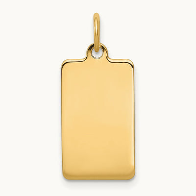 Plain .035 Gauge Rectangular Engravable Disc Charm — 14K Yellow Gold, 23mm