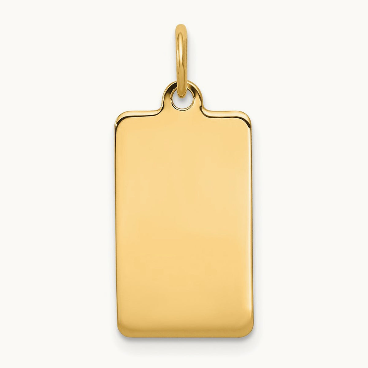 Plain .013 Gauge Rectangular Engravable Disc Charm — 14K Yellow Gold, 23mm
