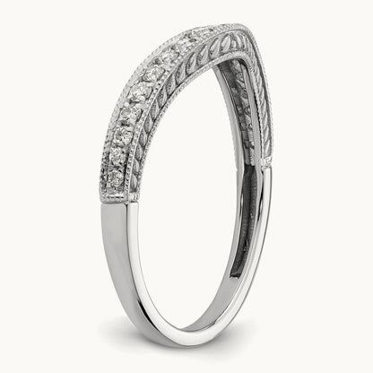 Contoured Diamond Wedding Band, 14K White Gold
