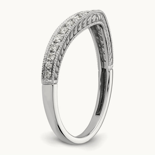 Contoured Diamond Wedding Band, 14K White Gold